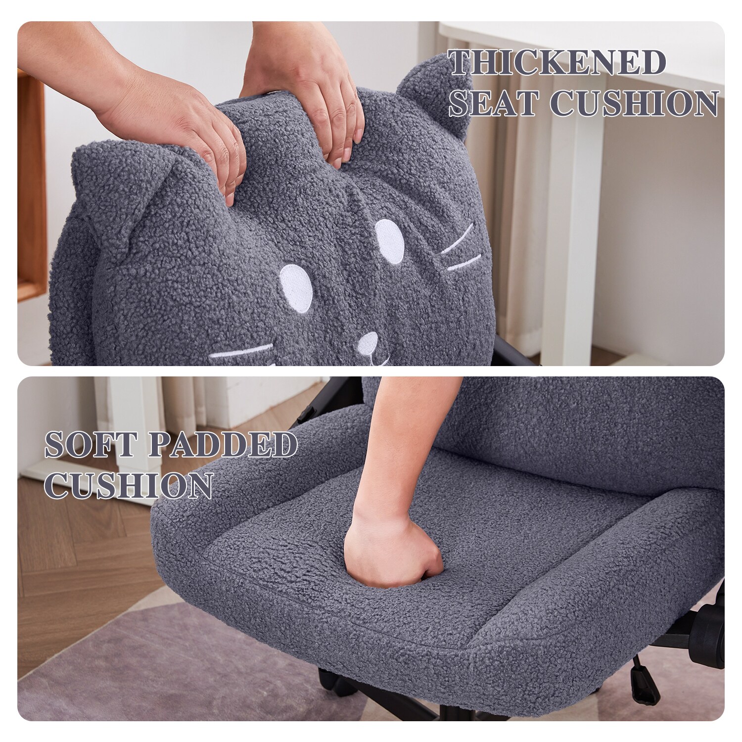 Sunchen Criss Cross Chair With Wheels And Arms, Cross Legged Office Chair With Wide Seat, Adjustable Cute Comfy Desk Chairs For Home Office, Bedroom, Vanity, Grey_maomaolike.com